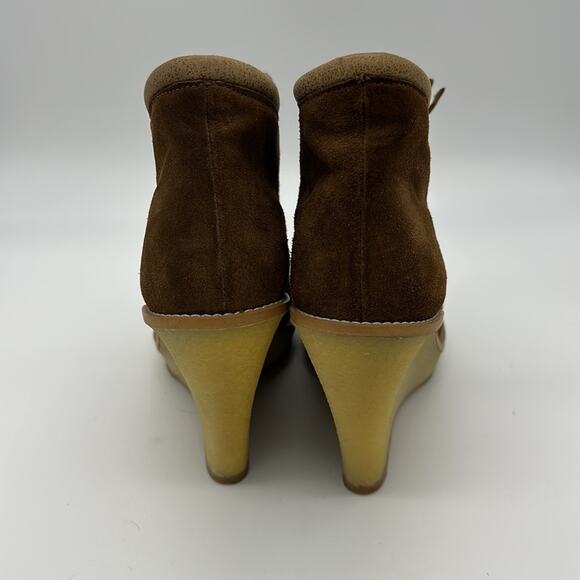 Zara Suede Chocolate Brown Wedge Heel Boots in EU 39 US 9 - Picture 4 of 10